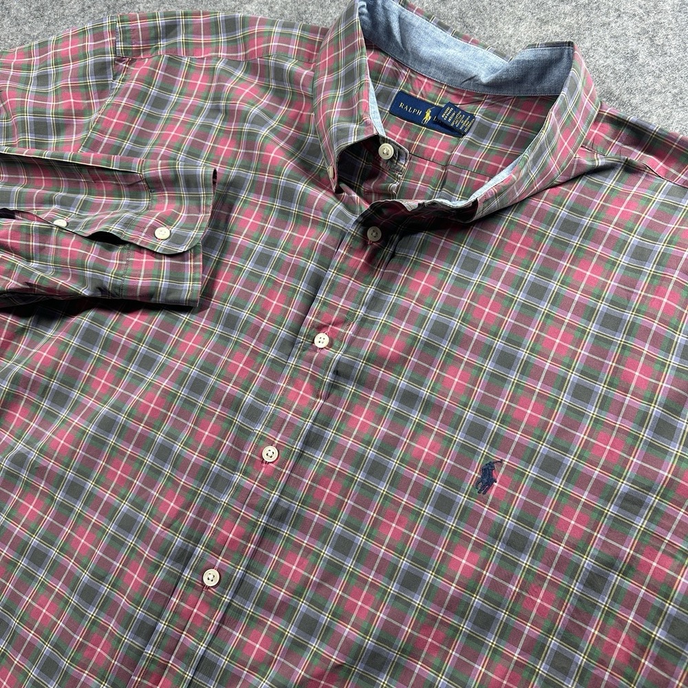 Polo Ralph Lauren Shirt Mens 3XB‎ Big Plaid Oxford Long Sleeve Button Up